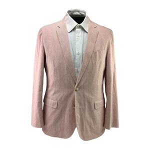 J. Crew Ludlow Blazer 41R Red White Stripe Linen Cotton Blend Sport Coat